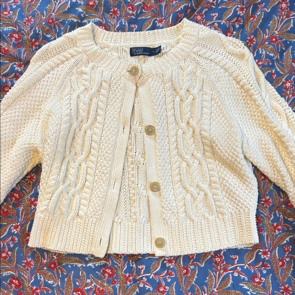 Ralph Lauren Cream Cable Knit Cardigan